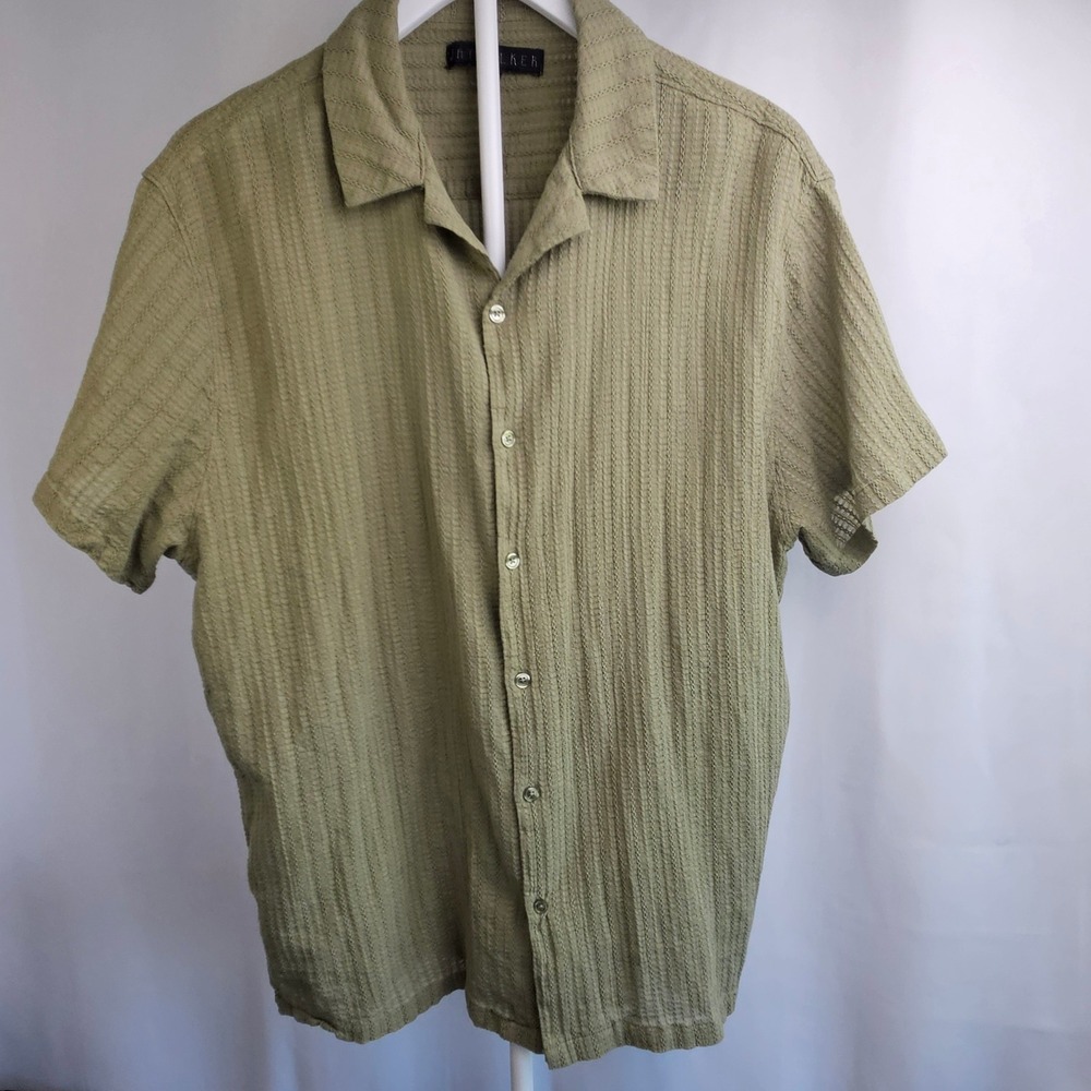 Jaywalker Mens XXL Open Knit Cabana‎ Button Down Shirt Sage Green JCPT041766